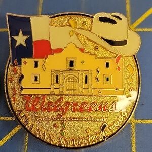 Walgreens San Antonio Texas Collectible Pin Alamo Flag Hat Pharmacy Retail